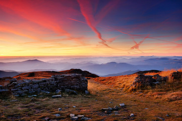 Dawn in mountains