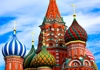 Fototapeta na wymiar Domes of the famous Head of St. Basil's Cathedral