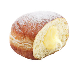 Tasty  doughnut with jam and pouderd sugar