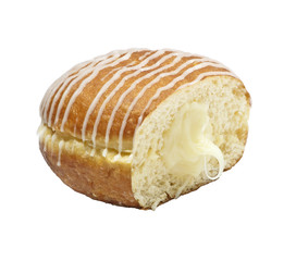 Tasty  doughnut with jam and icing