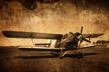 stary samolot - dwupłatowiec - obrazy, fototapety, plakaty