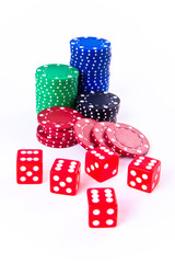 poker chips and dice