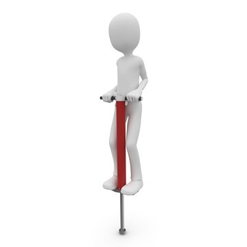 3d Man With Pogo Stick