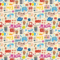 cute music icon seamless pattern © notkoo2008