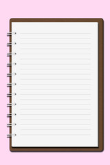 Blank notebook on pink background