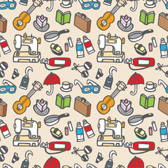 seamless cute object pattern vector illustration