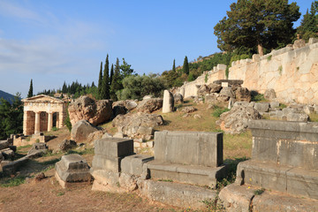 Ruins in Delphi, Greece.