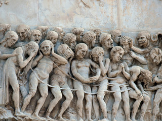 Orvieto - Duomo facade. The fourth pillar with  Last Judgment.