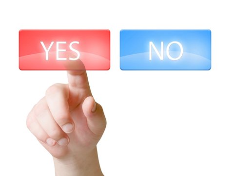 Hand finger and Yes/No choice button