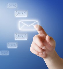 arm push button in envelope icon on touch screen