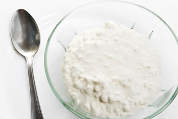 Bowl with cottage cheese.