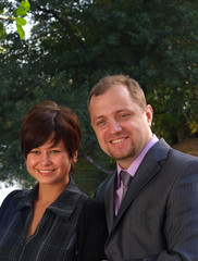 Young beautiful couple in nature