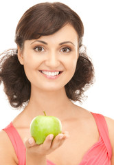 young beautiful woman with green apple