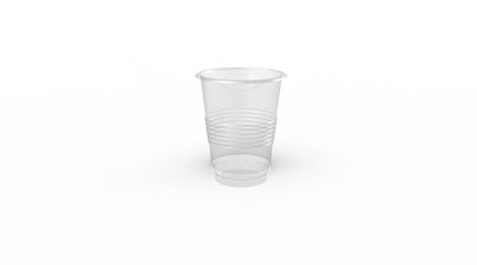 3d,empty, white plastic cup on the white background