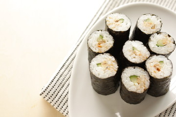 Japanese eel and cucumber sushi