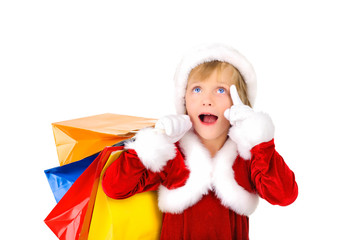 Cute little Santa is shopping