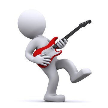 isolated 3d guitarist