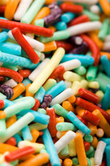 macro of rainbow sprinkles