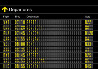 Airport departures board