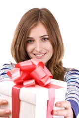 Girl holding a gift