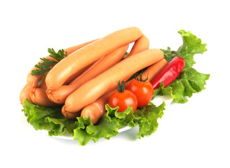 chicken sausages decorated with vegetables