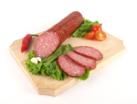 Fresh salami with slices