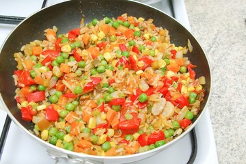 Vegetables in the pan