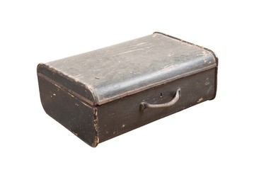 old retro suitcase over white background with clipping path.
