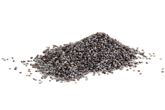 Poppy Seeds On White Background