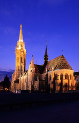 Budapest Matthias Church at night