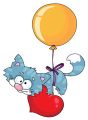 kitten and a balloon