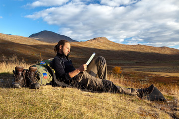 Wanderer macht Pause