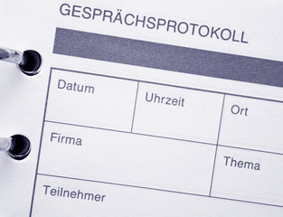 Gesprächsprotokoll blau