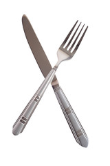 Crossing knife and fork isolated