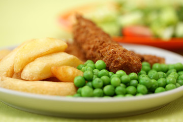 Fish Fingers Chips and Peas