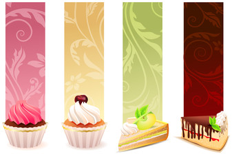 Set of different food banners