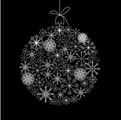 Black and White Christmas ball illustration.