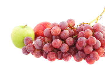 apples and grapes isolated on white