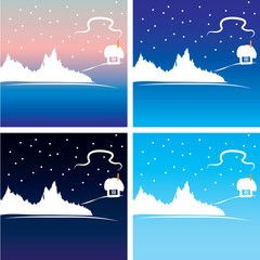 Set of four winter backgrounds