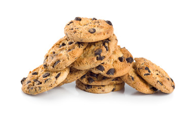 Stack of chocolate chip cookies isolated