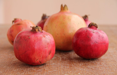 Pomegranate at wooden structure