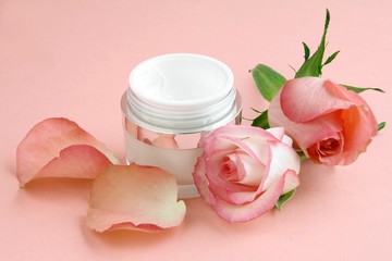 cream and symbolic pink rose