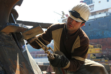 hot welding on an construction area