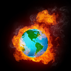 Obraz na płótnie Canvas Globe in Flame