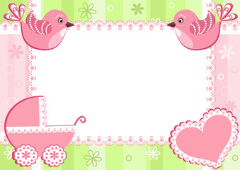 Baby photo frame with birds.
