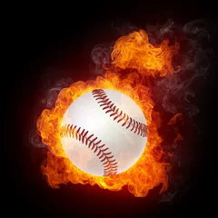 Papier Peint photo autocollant Flamme Balle de base-ball