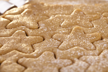 Fototapeta na wymiar gingerbread star cookie cuts doug