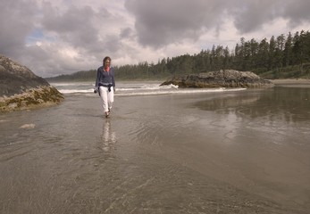 Walking Along A Scenic Beach