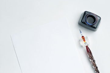 Letter paper and the glass pen