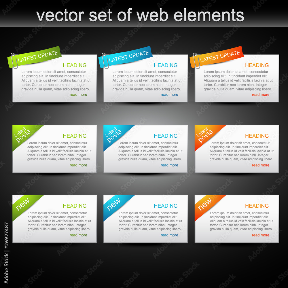 Wall mural vector set of web elements